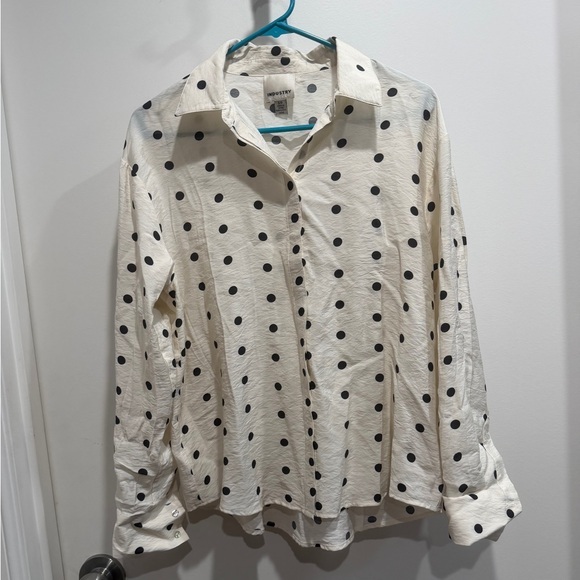 Industry Republic Clothing Tops - Polka Dot Blouse - White and Black. Pre-Loved